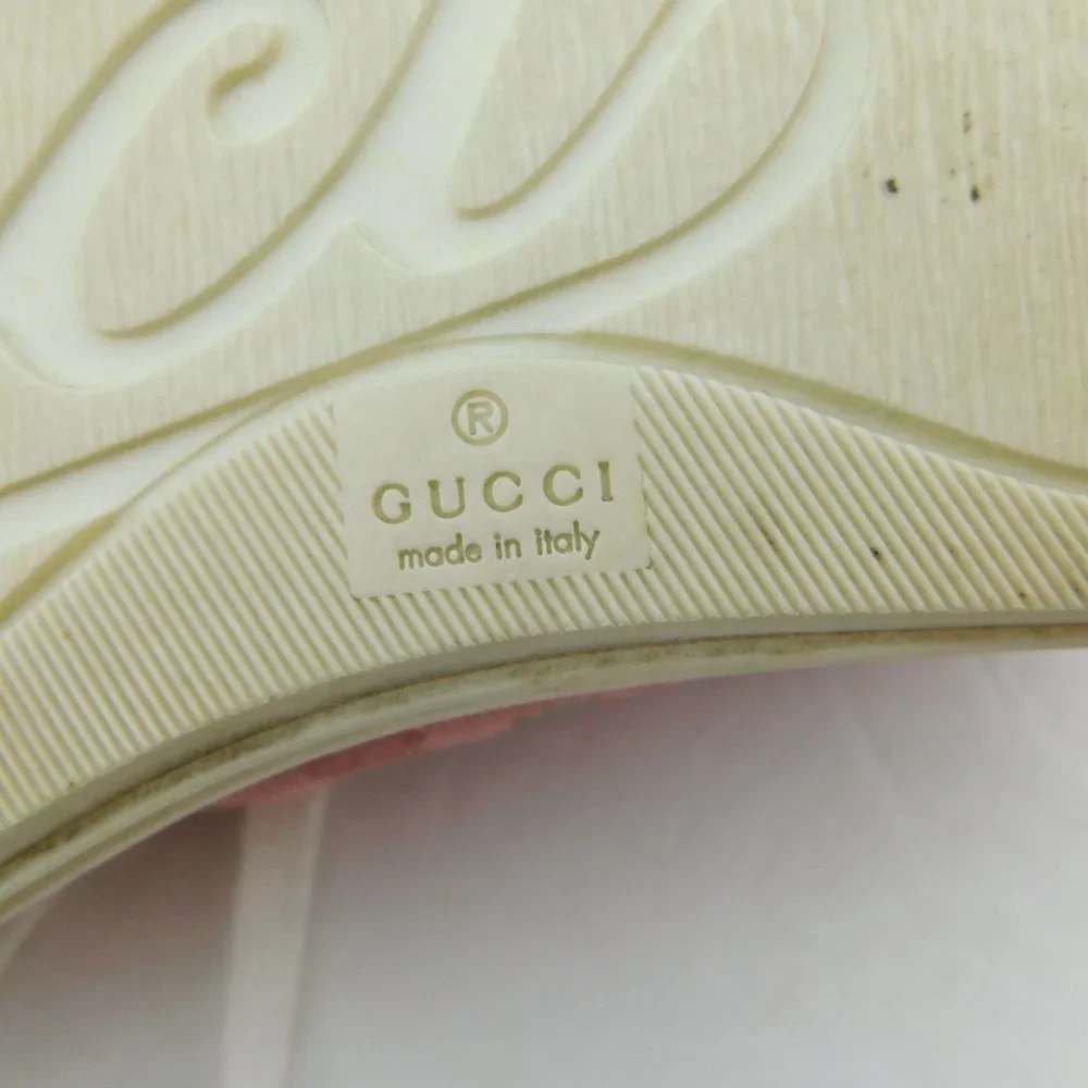 GUCCI Pastel Pink Leather Cap Toe GG Logo Monogram Canvas Lace-up Sneakers 39